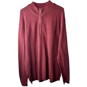 Tommy‎ Bahama Men’s Quarter Zip Sweater Burgundy XL Long Sleeve Pullover